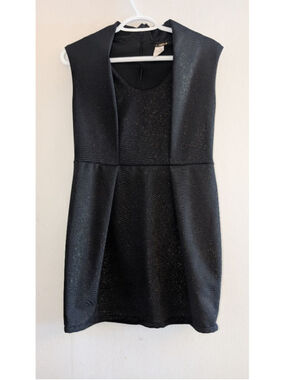 Janice Black Gold Sparkle Mini Dress Large